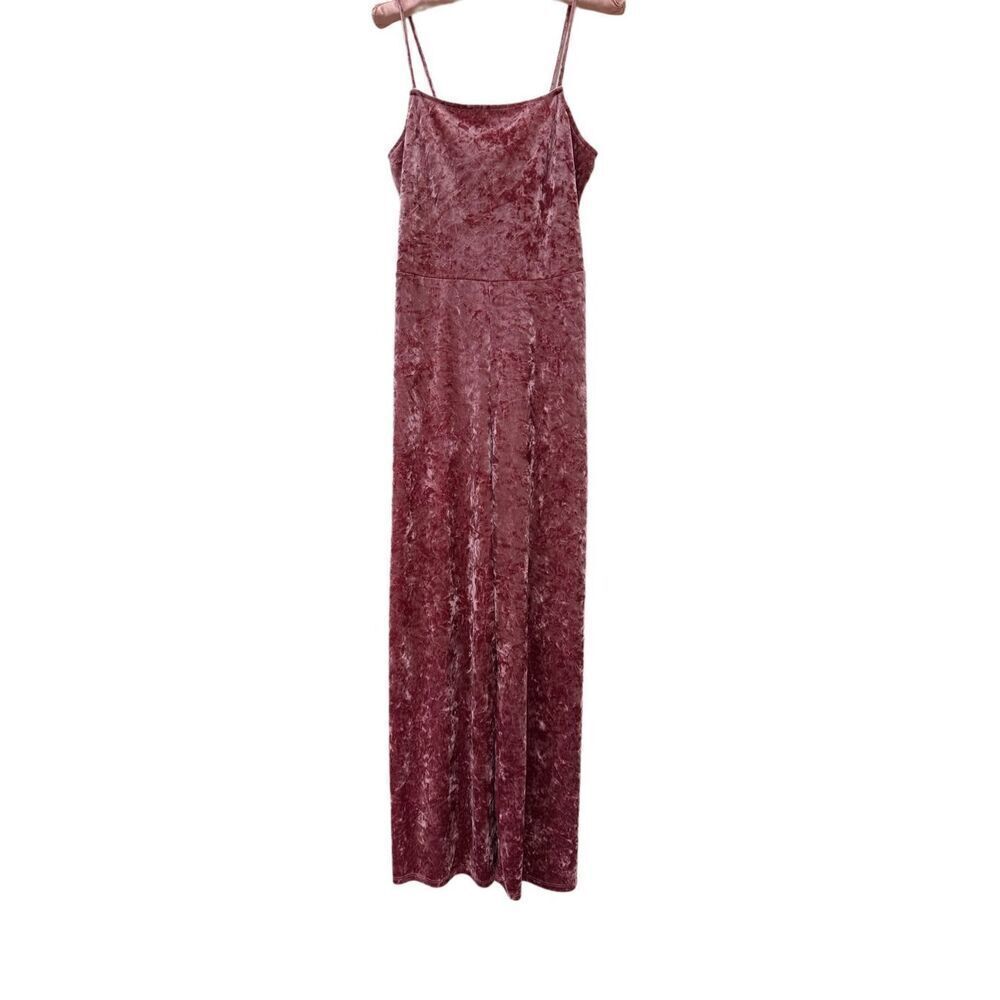 Free Press women’s M pink velvet sleeveless one piece romper pant spaghetti stra